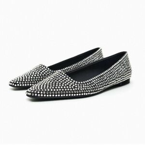 NWT Zara Women’s rhinestone flat Ballerina shoes, sz 40
